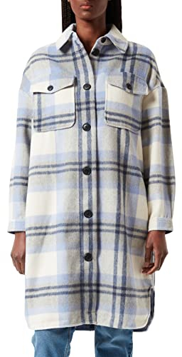 VERO MODA Damen Vmnelly Check Long Coat Noos Mantel, Light Grey Melange 1, S EU