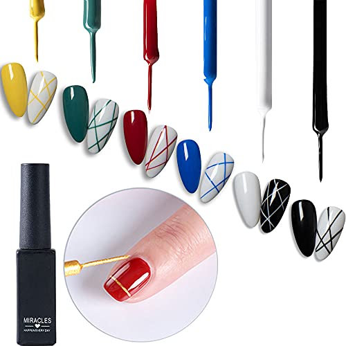 Gel de lápiz delineador Esmalte de uñas en gel para uñas, pintura dibujo, juego de esmalte de gel LED UV, herramienta de lápiz de línea para manicura Té con leche Amarillo Verde Rojo Azul Blanco Negro