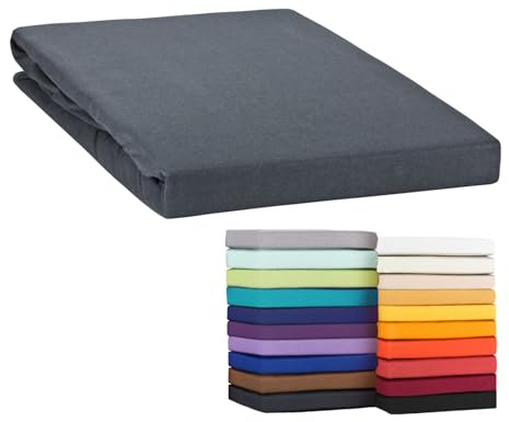 Moon-Classic Topper Spannbettlaken Spannbetttuch 140x200-160x220 cm Jersey aus 100% Baumwolle (Anthrazit)