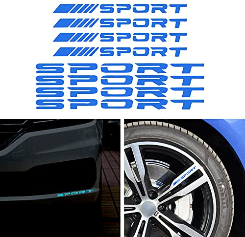 TOMALL 8 Stück Auto Felgennabe Reflektierende Aufkleber Racing Performance Sport Logo Aufkleber Auto LKW Stoßstange Türgriff Fenster Motorrad Laptop Wasserdichte Dekoration (Blau)