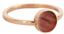 Kerbholz - Holzschmuck Damen - Circle Ring Rosegold - dünner Damen Schmuck Ring in rosegold - Edelstahlring mit echtem Holz - Schmuck Geschenk für Frauen (roségold, S)