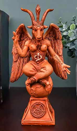 Ebros Gift Sabbatic Goat Idol Baphomet Kunstharz-Statue, okkultische Illuminati, der gehörnte Gott, Ziege von Mendes, Altar-Skulptur (16,5 cm hoch, rustikales rotes Ton-Finish)