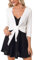 Gyabnw, Bolero da donna in tessuto a rete in tinta unita, corto, estivo, con maniche a 3/4, da annodare sul davanti, bianco, XXL