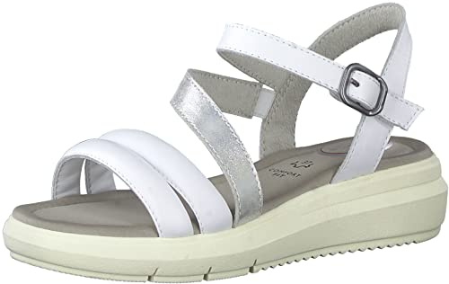 Tamaris Comfort Damen 8-8-88202-20-191 Flache Sandale, White/Silver, 37 EU
