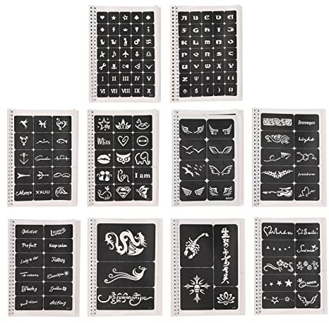 Tattoo-Schablonen, Temporäre Tattoos-Schablonen, 147 Muster, Schnelles Malen, Wasserdichte Tattoo-Schablonen für Cosplay, Halloween, Wiederverwendbare Jungen und Männer, Glitzer-Tattoo-Kit-Vorlagen, S