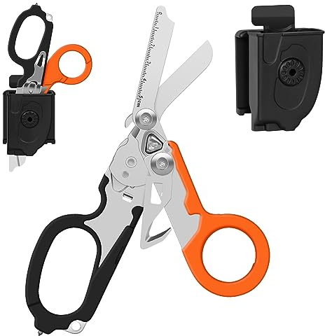 Trauma Schere Emergency Shears mit Strap Cutter und Glass Breaker Faltbare Scherenzange aus Edelstahl, Outdoor Camping Rescue Scissors Tools