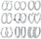 ALEXCRAFT Ohrringe Silber Damen, Multipack Ohrringe Silber Creolen Set Kleine, Ohrringe Creolen Eckig Oval Herz Klobig Twist Quadrat Piercing Knorpel Kreolen Ohrringe Set Silber Creolen Damen Herren