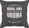Kissen 50x50 - Großmutter - Ich Habe DREI Titel Mama, Oma und Uroma - Uromas Geschenke Muttertag Urgroßmutter Geschenk - 50 x 50 cm - Grau - personalisierte Omas Mama Personalisieren omis Name