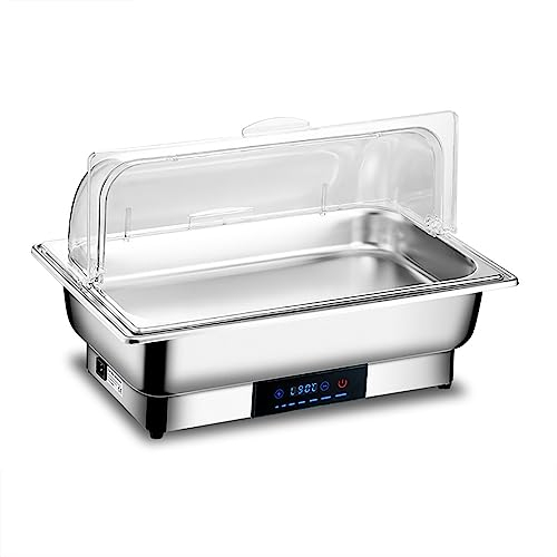 Chafers 8QT, Electric Chafing Dish Buffet Set, 1-3Pans Buffet Servers and Warmers Digital Display Temperature Warming Tray Stainless Steel Food Warmer, for Buffet/Weddings/Parties/Catering Events (Co