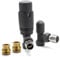 Thermostatic TRV Angled Anthracite Radiator Valves 1/2 x 15mm with Brass Radiator Reducer Compression Valve - 15mm to 10mm