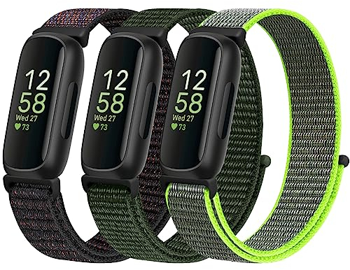 WNIPH Nylon-Armbänder, kompatibel mit Fitbit Inspire 3/Inspire 2/Inspire/Inspire HR/Ace 3/Ace 2, atmungsaktives Sport-Ersatzband, weich, verstellbar, Solo Loop, Nylon-Armband für Damen und Herren,