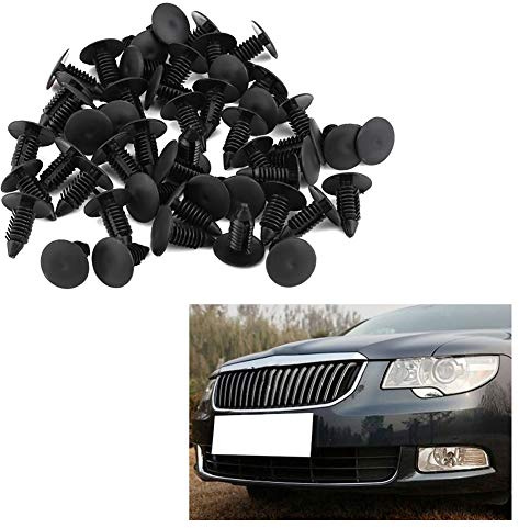 Clips 8Mm Schwarz, 100X Tannenbaum Clips 8Mm, Push-Pin-Clip-Halterung, 50 Stück, Auto-Stoßstangen-Kunststoffnieten-Befestigungs-Halterungs-Zierklammern, A133-Clips, Kunststoff, Schwarz, für Ve