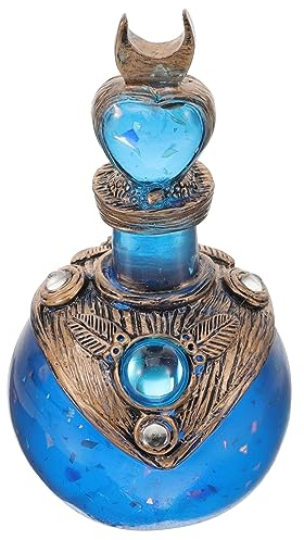 EXCEART Mermaid Potion Bottle Resin Desktop Moon Potion Bottle Witch Wizard Dark Potion Bottle for Halloween Cosplay Accessories, 13x7cm