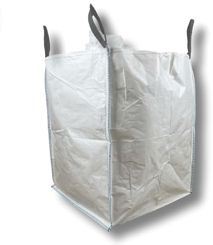 dm-folien Big Bag 90x90x115cm I 5 Stück I SWL 1.500 kg I Robuster Gartenabfallsack mit Hebeschlaufen & Auslauf I Big Packs für Kies & Bauschutt I Big Pack Abfallsack I stabil & unbeschichtet