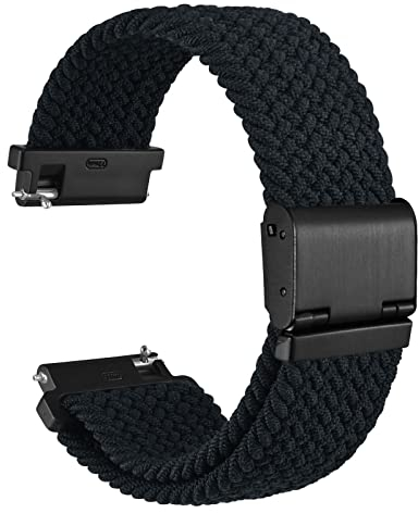 WOCCI 24mm Bracelet Montre en Nylon Tressé pour Homme et Femme, Réglable Boucle Noire (Noir)