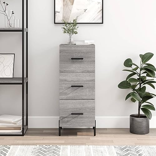 ADWOA Sideboard Grau Sonoma 34,5x34x90 cm Industrial Wohnzimmer Sideboard Schlafzimmer Holzwerkstoff