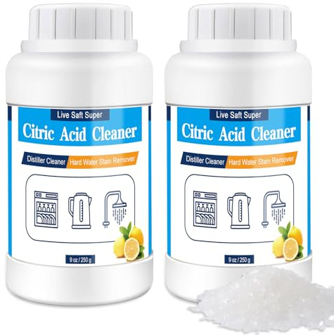 Live Saft Super Distiller Descaler Citric Acid Cleaner - 1 Lb Bulk Citric Acid Powder for Cleaning Water Distillers, Hard Water Stain Remover for Hot Water Dispenser Electric Kettle
