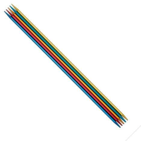 Addi - Addi Colibri Eloxiert Aluminium Mehrfarbig (20cm, 2.00mm) Doppelt Spitz Stricken Nadeln - 5 Nadeln