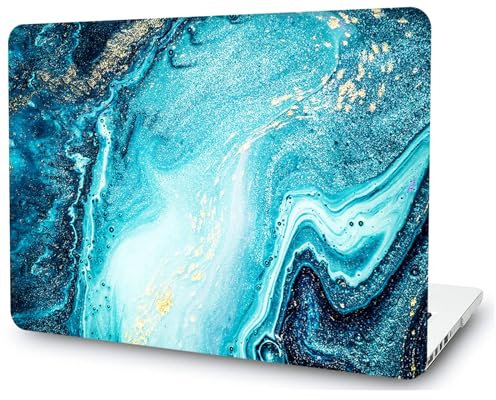 AMCJJ Kompatibel mit MacBook Air M1 Hülle 13 Zoll 2022 2021 2020 2019 2018 A2337 A2179 A1932 mit Retina,Schutzhülle Cover,Blauer Marmor