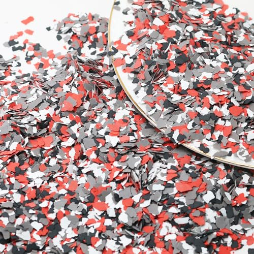 Biaungdo 360G/0.79 Lb Decorative Blend Color Chips, Epoxy Flakes Blend Paint Flakes Concrete Floor Coatings Decorative Chips for Garage Floor Paint Interior Exterior Walls(Black, White, Gray, Red)