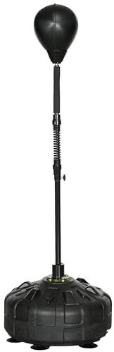 SPORTNOW Punchingball, 145-180 cm höhenverstellbarer Boxsack Standbox-Trainer mit Saugnapf, Speedball, Standboxball für Training, Übung, Kunstleder, Schwarz