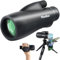 Telescopio monocular de alta potencia de 12 x 60 con soporte para smartphone y trípode, visión grande con prisma BAK-4 y lente FMC, adecuado para observación de aves, caza, senderismo, camping, vida