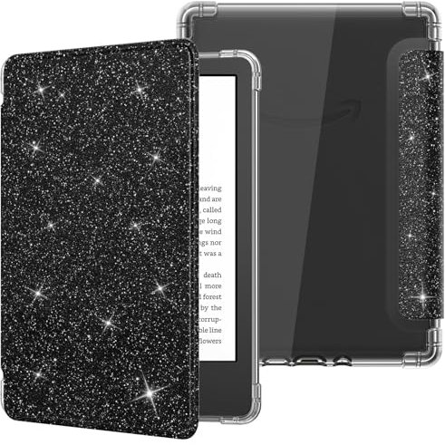 MoKo Custodia Compatibile con 6 Pollici Tablet e Libro digitale 2024/2022, Cover Leggera con per eBook Reader in TPU Morbido Auto Sveglia/Sonno per Tablet, Nero Glitterato