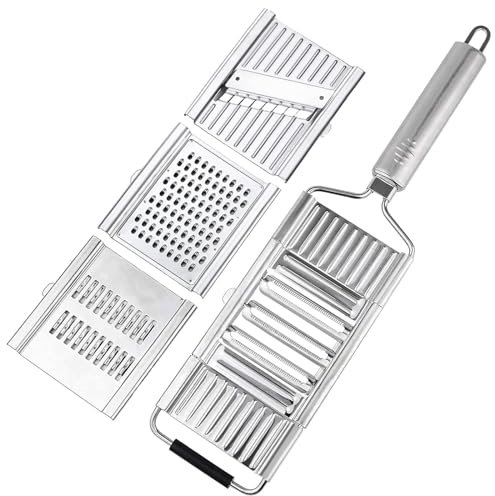 Ticeda Multi Purpose Vegetable Slicer, Mehrzweck Gemüseschneider, Käsereibe Gemüsehobel, Edelstahl Kartoffelschneider Gurkenhobel Zwiebelschneider, Küchenschneider für Gemüse, Obst (4 IN 1)