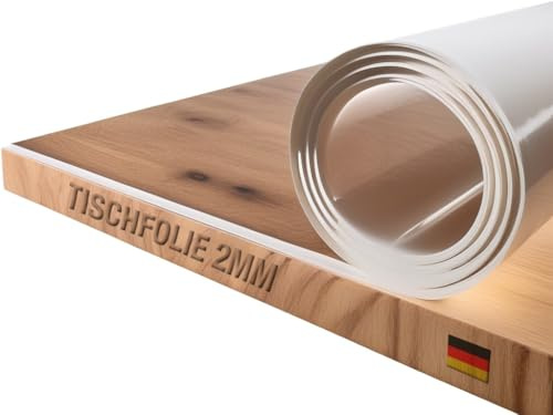 Trente Tischfolie 90x240 cm - 2mm dick - Tischdecke Abwaschbar - Tischschutz mit abgeschrägten Kanten - Transparente Tischdecke Eckig - Schutztischdecke Größe wählbar
