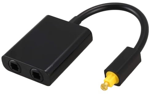 PurYupearl Black Digital SPDIF Optical Audio Splitter 2 Way Toslink Splitter Adapter 1 Input 2 Output SPDIF Optical Cable Splitter Hub Satellite Equipment