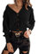 Saodimallsu Cardigan Damen Langarm Strickjacke V-Ausschnitt Kurz Strick Knopfleiste Open Front Sweater Herbst Winter Casual Elegant Strickcardigan mit Knopf Schwarz S