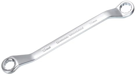 sourcing map Offset Double Box End Wrench 13mm x 15mm Metric 12 Point High-Carbon Steel Chrome Plated Box Wrenches