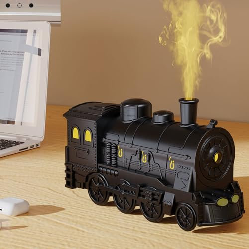 Umidificatore Diffusore a Forma di Treno, Luci a LED, Telecomando, Olio Essenziale per Casa, Ufficio, 7 Colori, Aromaterapia, Umidificatore a Nebbia