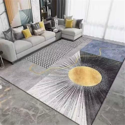 RUGMRZ Kleine Teppiche 80x120CM Auslegware Teppichboden Anti rutsch Teppich Grau Blauer Korridorteppich mit modernem geometrischem Muster Pflegeleichter