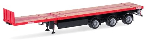 Herpa Zubehör Nooteboom Teletrailer 3achs, rot im Maßstab 1:87, Miniatur Modell, Kunststoff
