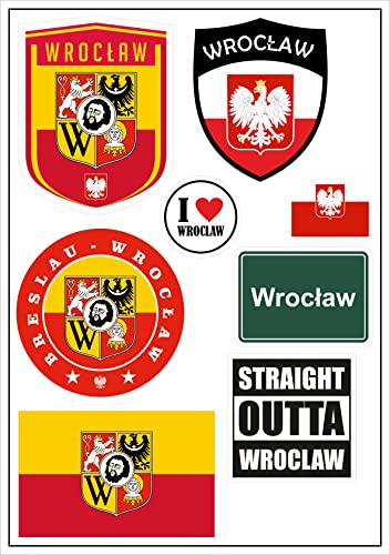 Daged Polen Breslau Aufkleber Karte 8 Stück - PKW Auto Motorrad Biker Flagge Fahne Vinyl ST