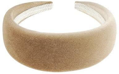 Womens Thick Wide Slightly Padded Velvet Formal Boho Vintage Evening Fancy Headband Alice Band For Women,Hair Accessories Hairband For Christmas Birthday Wedding Guest Bridesmaid Party (Gold)