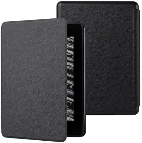 MOKASE Hülle für 7 Zoll Kindle Paperwhite (12. Gen, 2024) & Kindle Colorsoft Signature Edition, Modell: SA568B SA569P, Schlank Hart Schutz Fall mit Intelligente Schlaf/Aufwach Funktion, Black
