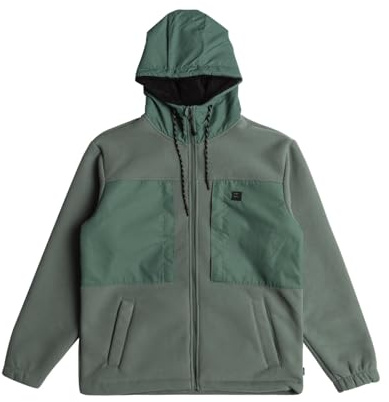 Billabong Mens Boundary Sherpa Full Zip Up Water Repellent Hoodie - Fern - M