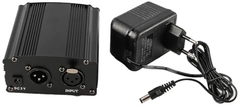 Ieron 48V Phantom Power Supply for Condenser Microphones Stable Power Supply with Anti-Noise Technology Ideal for Music Recording and Audio Equipment