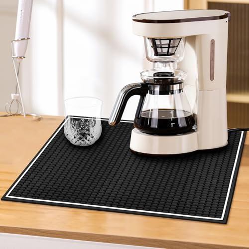HOTUT Bar Mat Spill Mat for Home Bar, Black Bar Mats 18 x 12 (45 x 30 cm), Thicken Rubber Bar Service Mat, Home Bar Accessories Bar Gifts, Coffee Bar Mats for Countertop