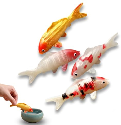 4 Stück Koi Plastikfische Figures, Schwimmende Koi-Fische Künstliche Goldfische Realistische Dekoration Für Aquarien Künstliche Fische Für Teich Haushalt Aquarium PVC Für Drinnen Und Drauße