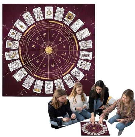 Tarot Matte,Altar Tarotkarten Tuch Tischdecke - Flanell Kartenunterlage Mit Horoskopdesign Für Runen, Wahrsagen & Anfänger