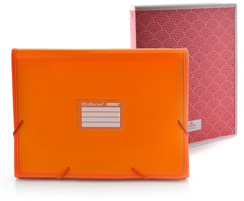 Office Box - Colorline-Ordner Plus Colorline mit Fach für Notizbuch, 12 Fächer + Ringbuch mit 4 Ringen, 25 mm – von Colorline (Orange + Ringbuch)