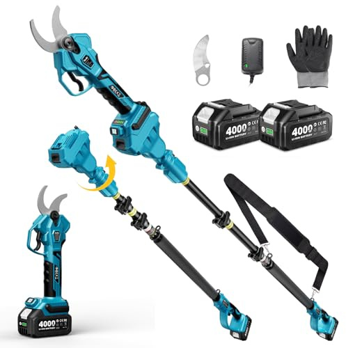 SEESII Akku Astschere Teleskop – 45 mm Schnitt, 4,5 m Gesamtreichweite, 2-in-1 Elektrische Gartenschere, Brushless Motor, 2x 4,0Ah Akkus, SK5 Klinge für Bäume & Sträucher PS041Pro