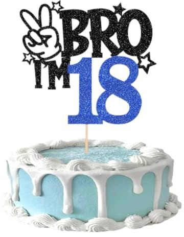 Bro I'm 18 Tortendeko Glitzer Happy 18th Geburtstag Kuchen Deko Bro I'm 18 auf 18 Jahre Geburtstag Party Kuchen Dekoration für Prost auf 18 Jahre Kinder Geeignet für Geburtstagsfeiern Jubiläum (1) (3)