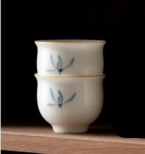 Teteras Kung Fu Tea Maker Herramientas Teaware 2pc/Set 50ml Taza Porcelana Blanca Té Cerámica Pintada A Mano Butterfly Orchid Juego De Té De Porcelana