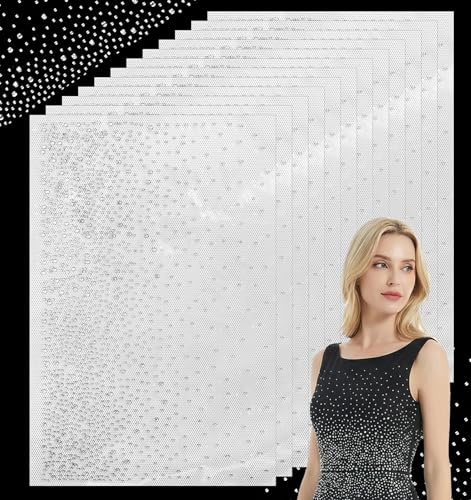 Strasssteine Für Textilien, 12 Bögen Glitzer Hotfix Strasssteine Glitzer Hotfix Strass Aufbügeln Kristall Transfers Aufnäher 2mm & 3,5mm Bglitzersteine Aufkleber Für Textilien Kleidung DIY Dekoration