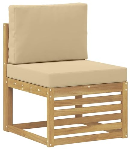 vidaXL Outdoor Mittelsofa Massivholz Akazie Weiß, Gartenmöbel für draußen, wetterfest, schicke Balkon-Layouts, Flexibles Design, Robustes Holz