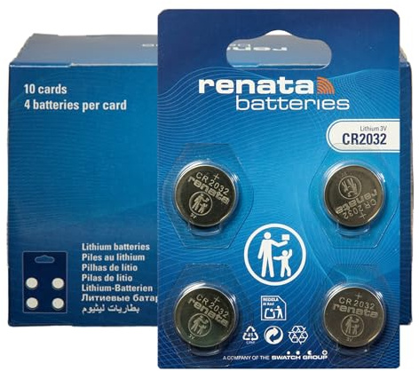 Renata CR2032, 2032 3V Lithium Knopfzellen (10x4er Pack) - 40 Stück